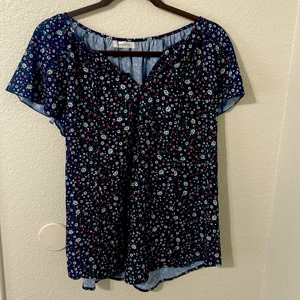 NWT simple fun size L navy blouse